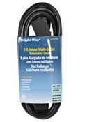Wholesale - 9ft BLACK INDOOR MULTI-OUTLET EXTENSION CORD C/P 18, UPC: 075877140111